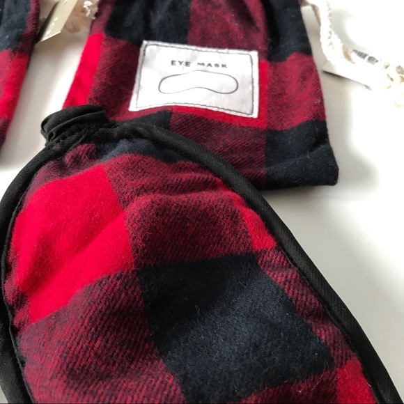 NWT J.Crew Red Buffalo Check Plaid Sleep Mask - Picture 5 of 10